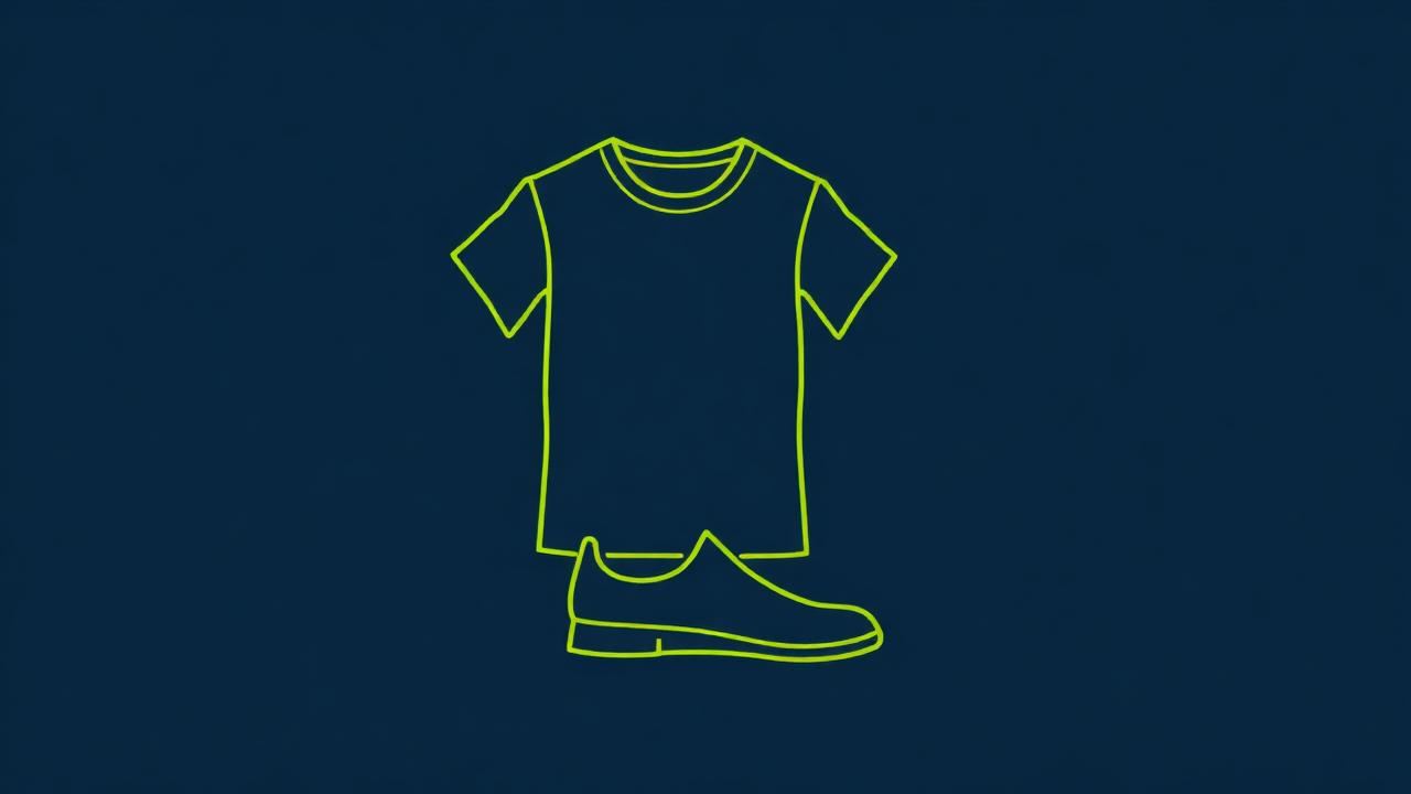 Simple line sketch of a t-shirt and a shoe